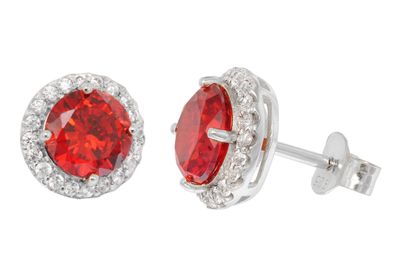 trendor Schmuck Damen-Ohrringe 925 Silber Zirkonia-Ohrstecker Orangerot 21318-10