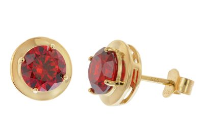 trendor Schmuck Damen-Ohrringe 925 Silber Vergoldet Zirkonia Granat-Rot 21334-16