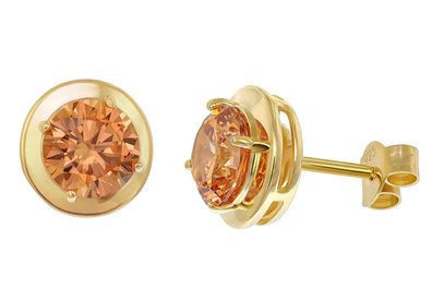 trendor Schmuck Damen-Ohrringe 925 Silber Vergoldet Champagne Zirkonia 21334-17