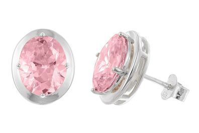 trendor Schmuck Damen-Ohrringe 925 Silber Ohrstecker Zirkonia Pink 21340-09