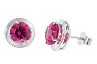 trendor Schmuck Damen-Ohrringe 925 Silber Zirkonia-Ohrstecker Rubinrot 21362-08