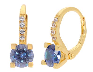 trendor Schmuck Damen-Creolen Ohrringe Silber Vergoldet Zirkonia Saphirblau 21356-05