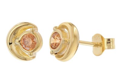 trendor Schmuck Damen Ohrringe 925 Silber Vergoldet Zirkonia Orange 21430-10