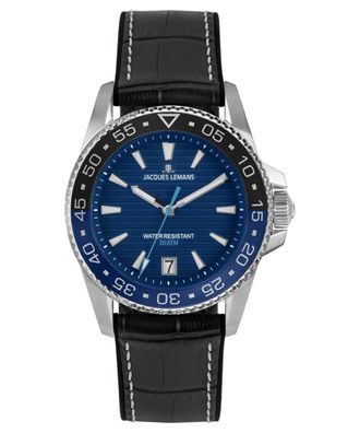 Jacques Lemans Herrenuhr Quarz Liverpool Diver Schwarz/Blau 1-2205B