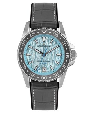 Jacques Lemans Herrenuhr Quarz Liverpool Diver Grau/Eisblau 1-2205F