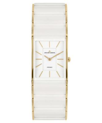 Jacques Lemans Damenuhr Keramik Dublin Goldfarben/Weiß 1-2214D