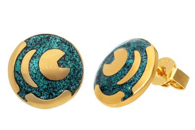 trendor Schmuck Ohrringe Himmelsscheibe von Nebra 925 Silber grün/gold ? 12 mm 21545