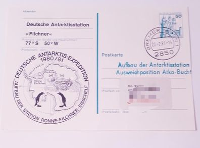 Deutsche Bundespost Postkarte Deutsche Antarktisexpedition 1980/1981