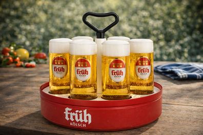 Früh Kölsch Kranz mit 8× Kölschgläsern 0,2 L – geeicht – Original Kölschstangen