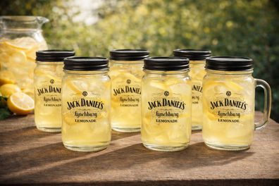 Jack Daniel’s Lynchburg Lemonade Gläser – 6er Set – Original Mason-Jar-Trinkglä