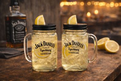 Jack Daniel’s Lynchburg Lemonade Gläser – 2er Set – Original Mason-Jar-Design m