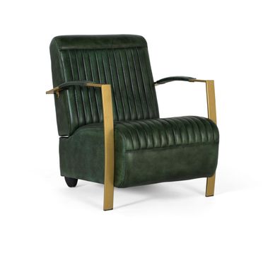 Sessel mit Naturlederbezug und goldener Metallstruktur-1748