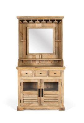 Weinregal aus Mangoholz mit zentralem Spiegel-1920