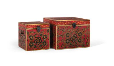 2er-Set Truhen aus Mangoholz und handbemalt-2158