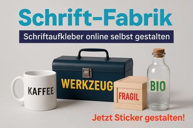 Schriftaufkleber online selbst gestalten mit Vorschau