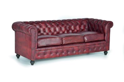 Braunes Chester-Ledersofa 3 Sitzer-6131