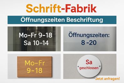 Öffnungszeiten Beschriftung Aufkleber Konfigurator Wunschtext selbst gestalten