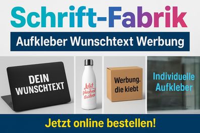 Aufkleber Wunschtext Werbung Reklame Schriftzug selbst gestalten