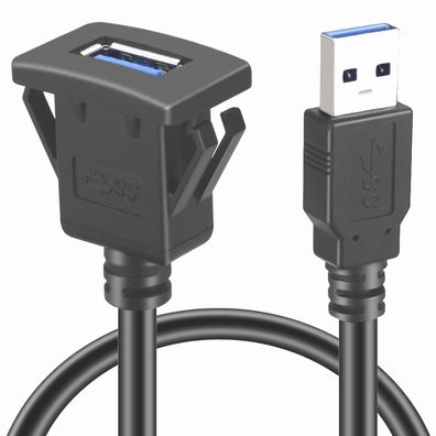 L00 USB 3.0 Einbau Buchse Kabel Adapter Verlängerung für KFZ Auto PC Boat Motorrad 1m