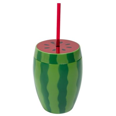 Becher Wassermelone mit Strohhalm