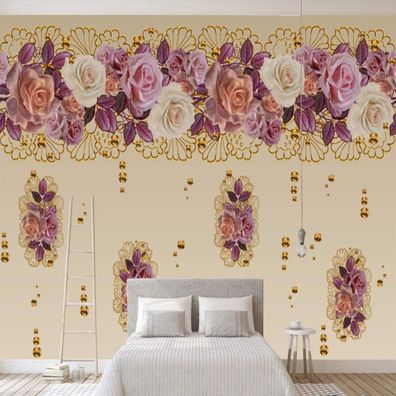 Vlies Fototapete Wandtapete Wandbilder Goldrosenfarbene Dekorative 4436