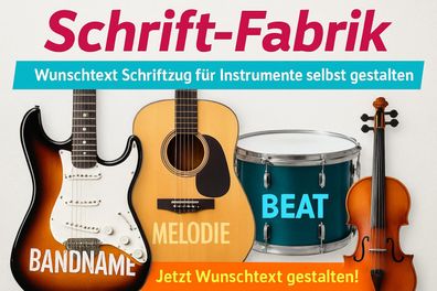 Schriftzug für Instrumente Klebebuchstaben Wunschtext Aufkleber selbst gestalten