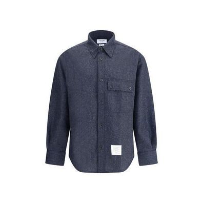 Thom Browne Blue Wool Dress Shirt