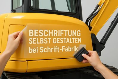 Bagger Wunschtext Aufkleber Klebebuchstaben Beschriftung Klebefolie gestalten