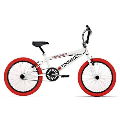 BMX-Rad Royal-Bugatti Tornado Freestyle 20 Zoll - Weiß mit roten Reifen