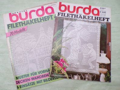 burda Special Filethäkelheft 16/79 & 28/86 Vorhänge Kissen Spitzen Bilderlehrgang uva
