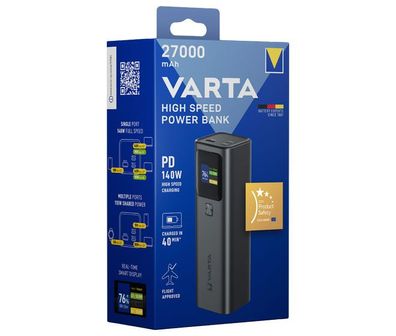 VARTA Powerbank 27.000 mAh – Schnellladen bis 140 W, USB-C PD, High-Capacity