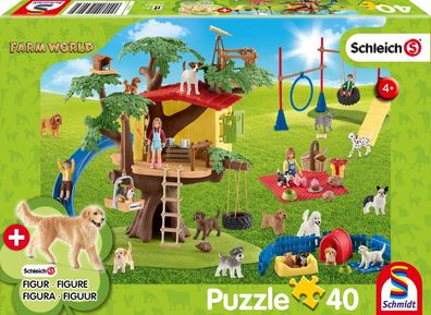 Schleich Farm World Fröhliche Hunde mit Add-on (eine Original Figur) Puzzle 40 Teile