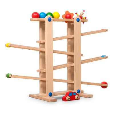B-Ware Coemo Kugelbahn Holz 7 mobile Teile