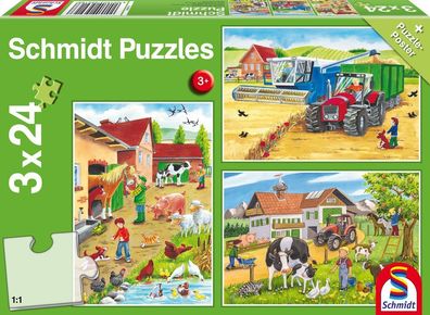 Auf dem Bauernhof 3x 24 Teile Puzzle
