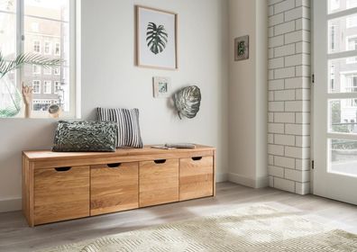 Garderobenbank mit 4 Schubkästen 160cm 'Stockholm' Buche massiv