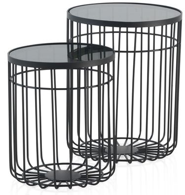 2er Set Metallbeineeistelltischen mit Glas