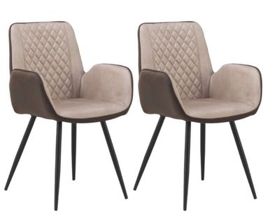 2er Set zweifarbigen Polstersesseln mit schwarz Metallbeine