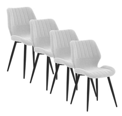 4 Stühle mit schwarzer Chenille-Polsterung