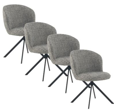 4er-Pack Polsterstühle Tweed grün meliert