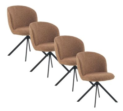 4er-Pack Polsterstühle Tweed terracotta meliert