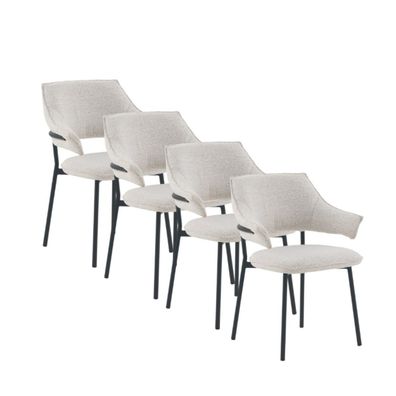 4er-Set Polstersessel Chenille weiß meliert