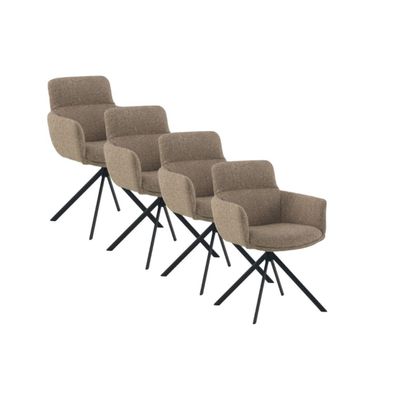 4er-Set Polstersessel Tweed braun meliert