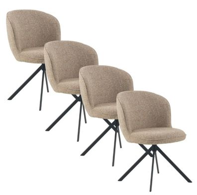 4er-Set Polstersessel Tweed braun meliert