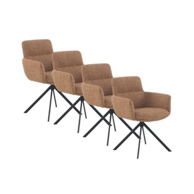 4er-Set Polstersessel Tweed terracotta meliert