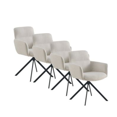 4er-Set Polstersessel Tweed weiß meliert
