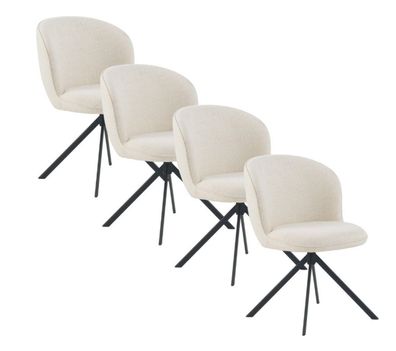 4er-Set Polstersessel Tweed weiß meliert