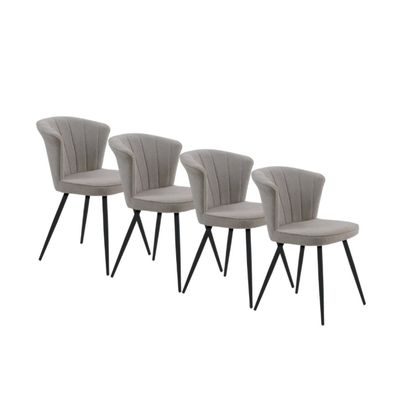 4er-Set Polsterstühle cappuccino, schwarze Metallbeine
