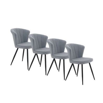 4er-Set Polsterstühle hellblau, schwarze Metallbeine