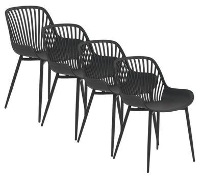 4er-Set Stühle aus Polypropylen, grau, mit Metallbeinen