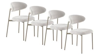 4er-Set Stühle mit weißem Chenillebezug
